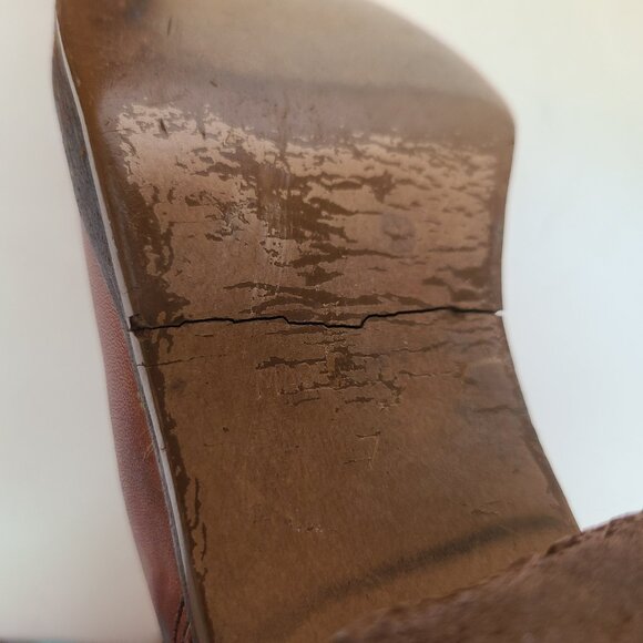 Vtg 70's Braided Brown Caramel Leather Campus Boots (7 B) Wild Card Brazil Read - Picture 13 of 16